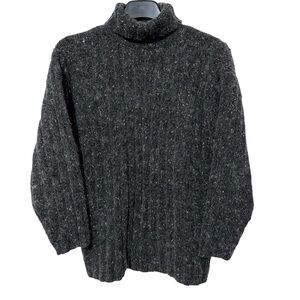 Carol Horn Angora Wool Blend Ribbed Knit Turtleneck Sweater M